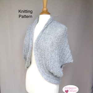 Simple Shrug Wrap Knitting Pattern, Easy Knit Oversized Bolero, Cocoon Shawl, Chunky Bulky Yarn, Womens XS S M L XL 2X