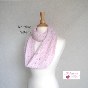 Featherweight Infinity Scarf Knitting Pattern, Easy Lace Scarf, Light Airy, Alpaca Lace Sport DK Yarn