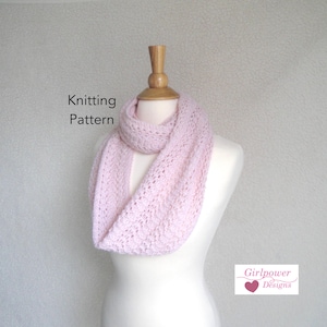 Featherweight Infinity Scarf Knitting Pattern, Easy Lace Scarf, Light Airy, Alpaca Lace Sport DK Yarn image 1