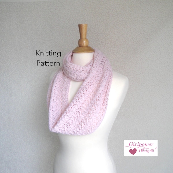 Featherweight Infinity Scarf Knitting Pattern, Easy Lace Scarf, Light Airy, Alpaca Lace Sport DK Yarn