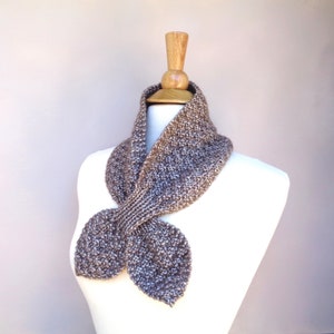 Box Stitch Ascot Scarf Knitting Pattern, Easy Neck Warmer Bow Scarf, Worsted Aran Yarn, Women & Teen Girls image 9