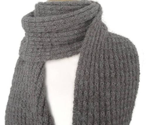 Buster Brown Scarf Easy Knit Knitting Pattern Men Women Garter Knit Ribbed Sport Weight Yarn Long Textured Scarf