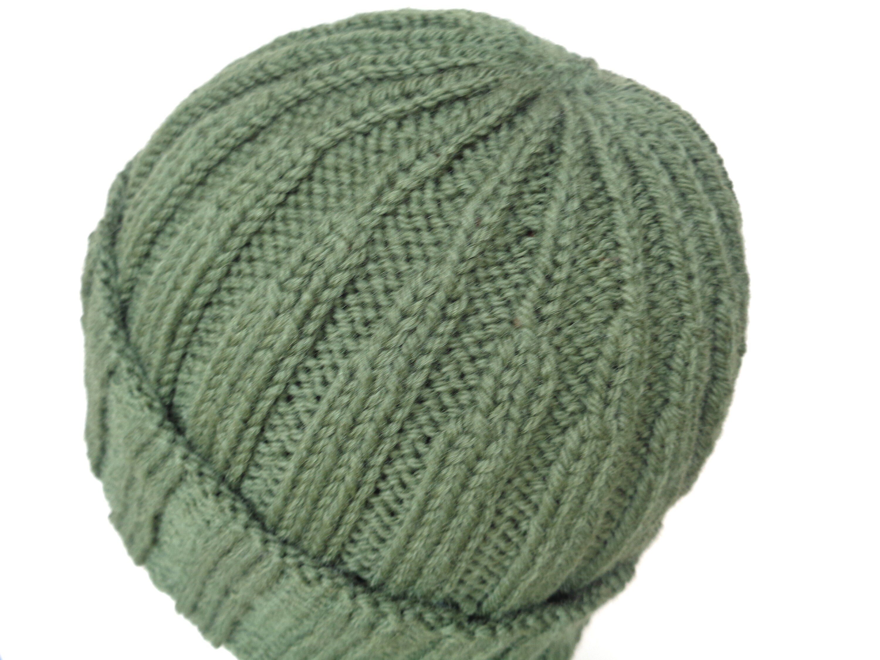 Ribbed Hat With Crown Detail Knitting Pattern, Worsted Yarn, Men Women ...