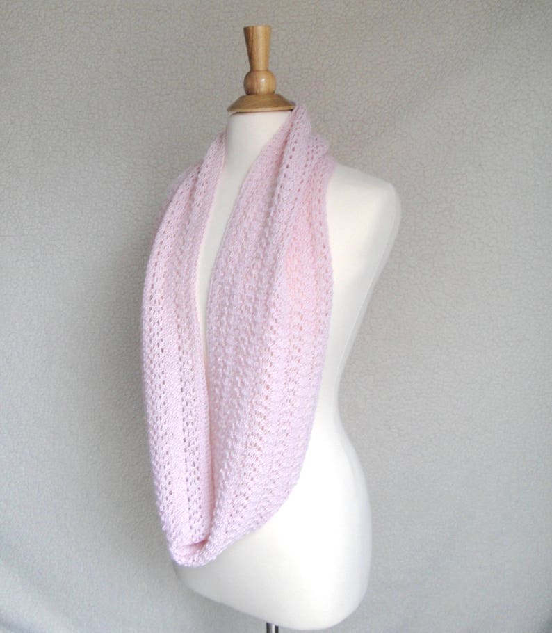 Featherweight Infinity Scarf Knitting Pattern, Easy Lace Scarf, Light Airy, Alpaca Lace Sport DK Yarn image 5