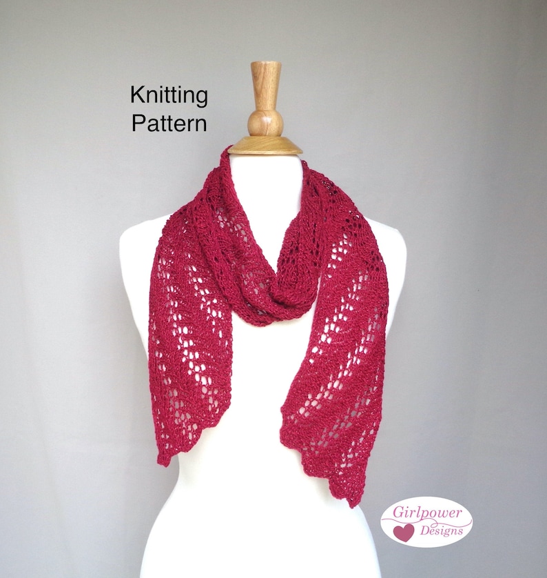 Fern Lace Scarf Knit on Bias Knitting Pattern Elegant Drape Etsy