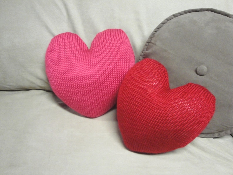 Sweet Heart Pillow Knit Pattern Heart Shaped Cushion Throw Etsy
