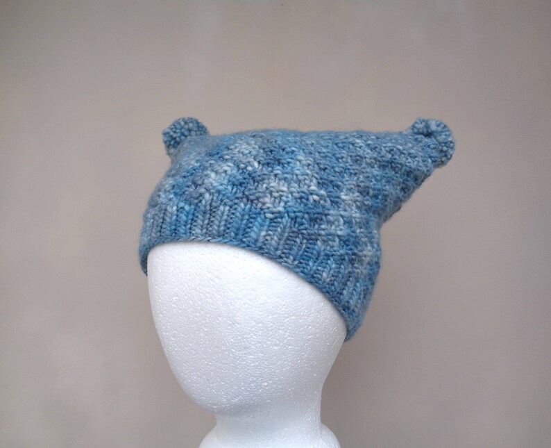Knit Hat Pattern for Kids Jester Hat With Pompoms Kitty Ear Etsy