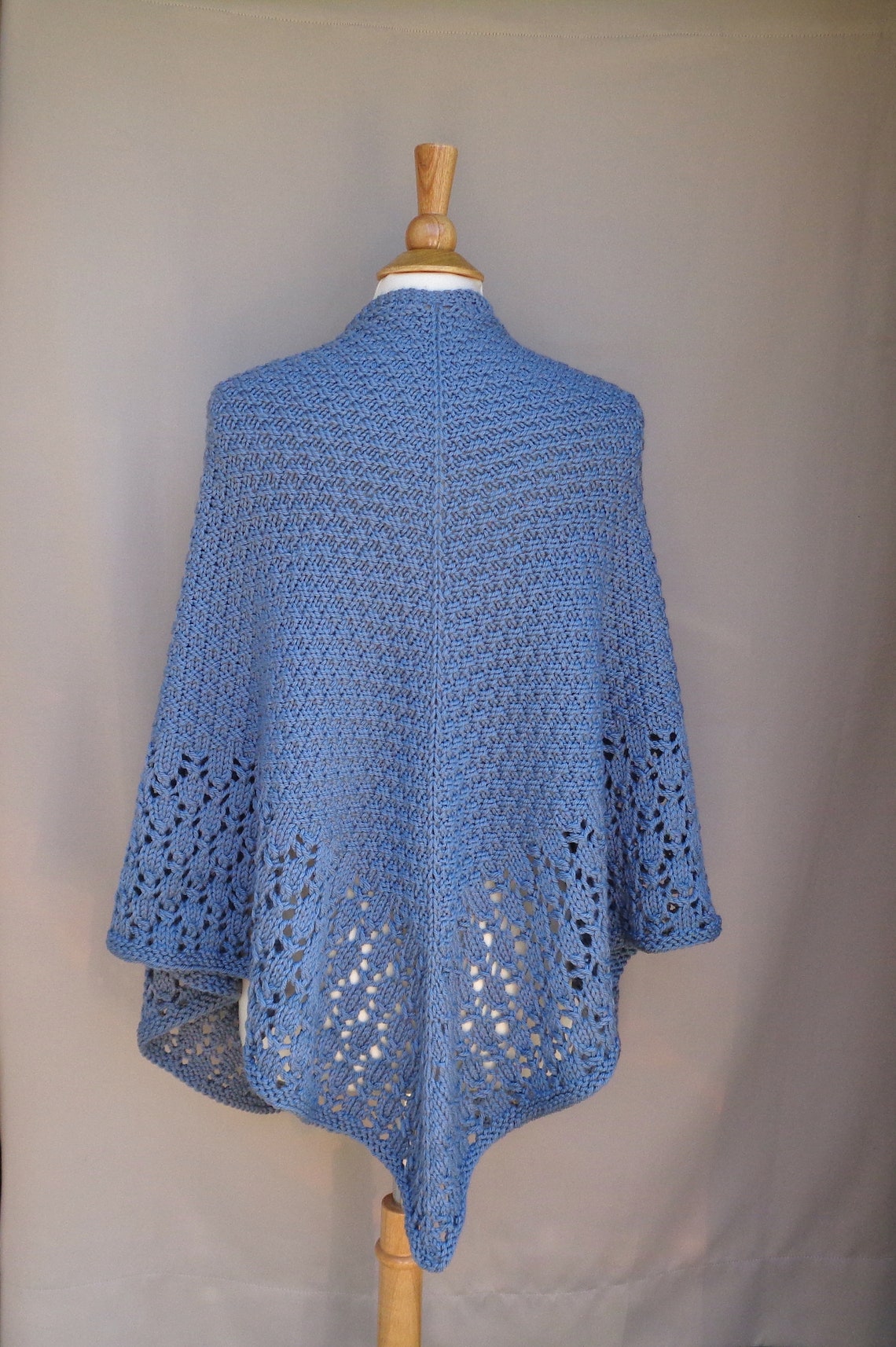 Box Stitch Shawl With Lace Border Knitting Pattern Aran | Etsy