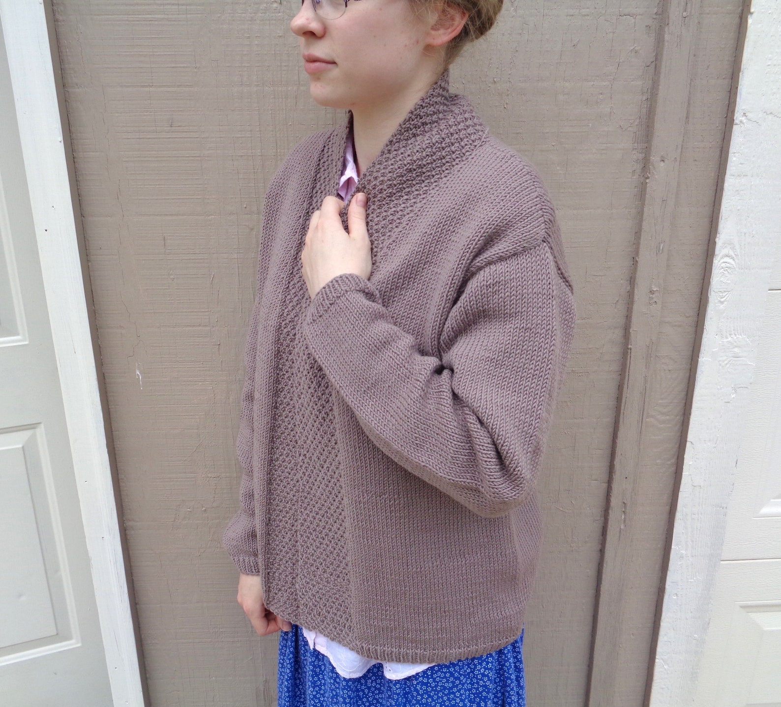 Drape Collar Cardigan Sweater Knitting Pattern Long Drop Etsy