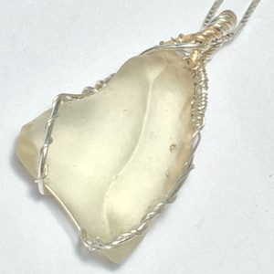 Natural Libyan Desert Glass Solid 925 Silver and Gold Pendant