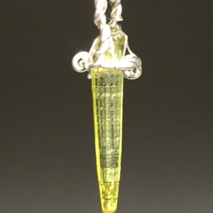 Green Zincite and Silver Pendant with Solid Sterling Silver Chain