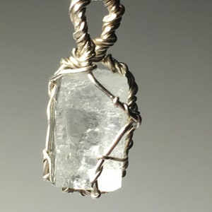 Gem Aquamarine Natural Silver Wire Wrap Pendant