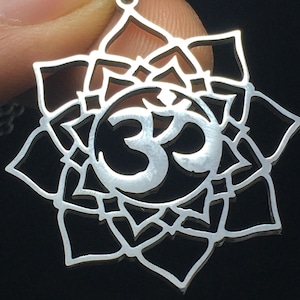 OM AUM und Lotus Flower Anhänger Stahl Laser geschnitten