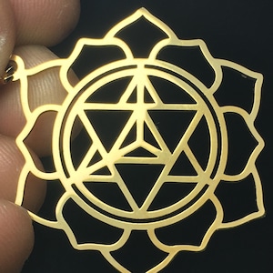Star Tetrahedron Lotus Pendant Gold-Plated laser cut