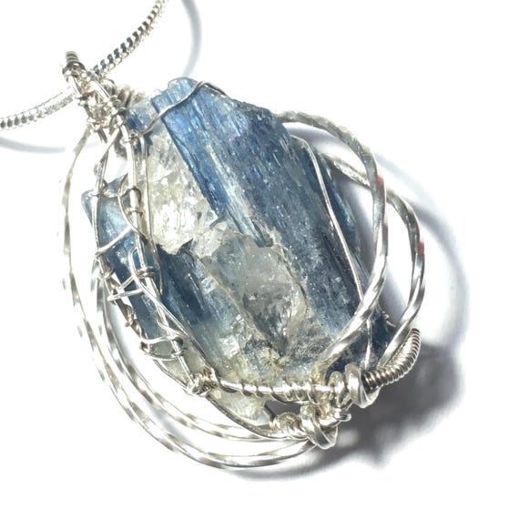 Kyanite and solid sterling silver Wire-Wrap Jewel… - image 5