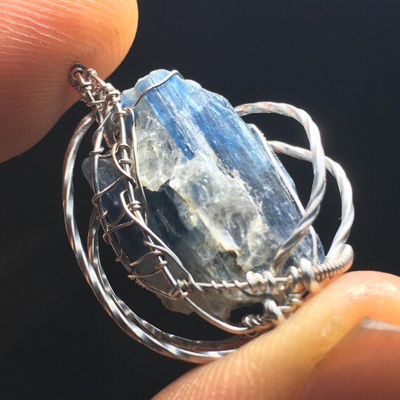 Kyanite and solid sterling silver Wire-Wrap Jewel… - image 7