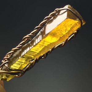 Orange Zincite and Gold Pendant with Solid Sterling Silver Chain