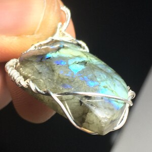 Labradorite and 925 Sterling Silver Crystal Pendant