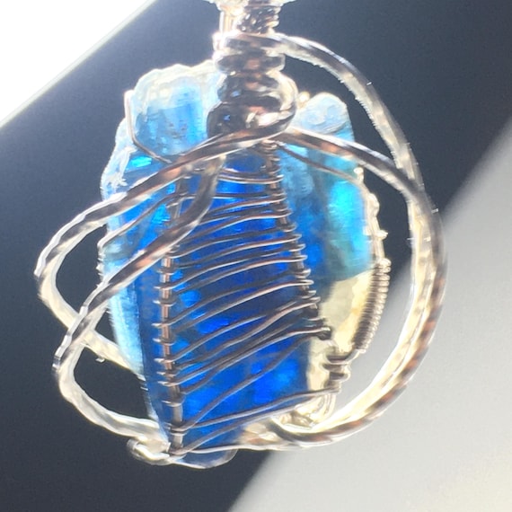 Kyanite and solid sterling silver Wire-Wrap Jewel… - image 2