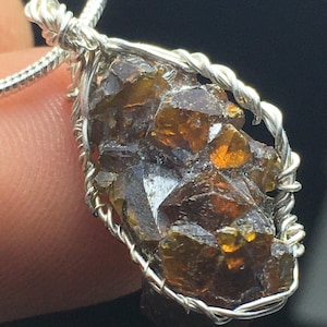Zincite Crystal Pendant  and 925 Silver Wire-Wrap with Chain