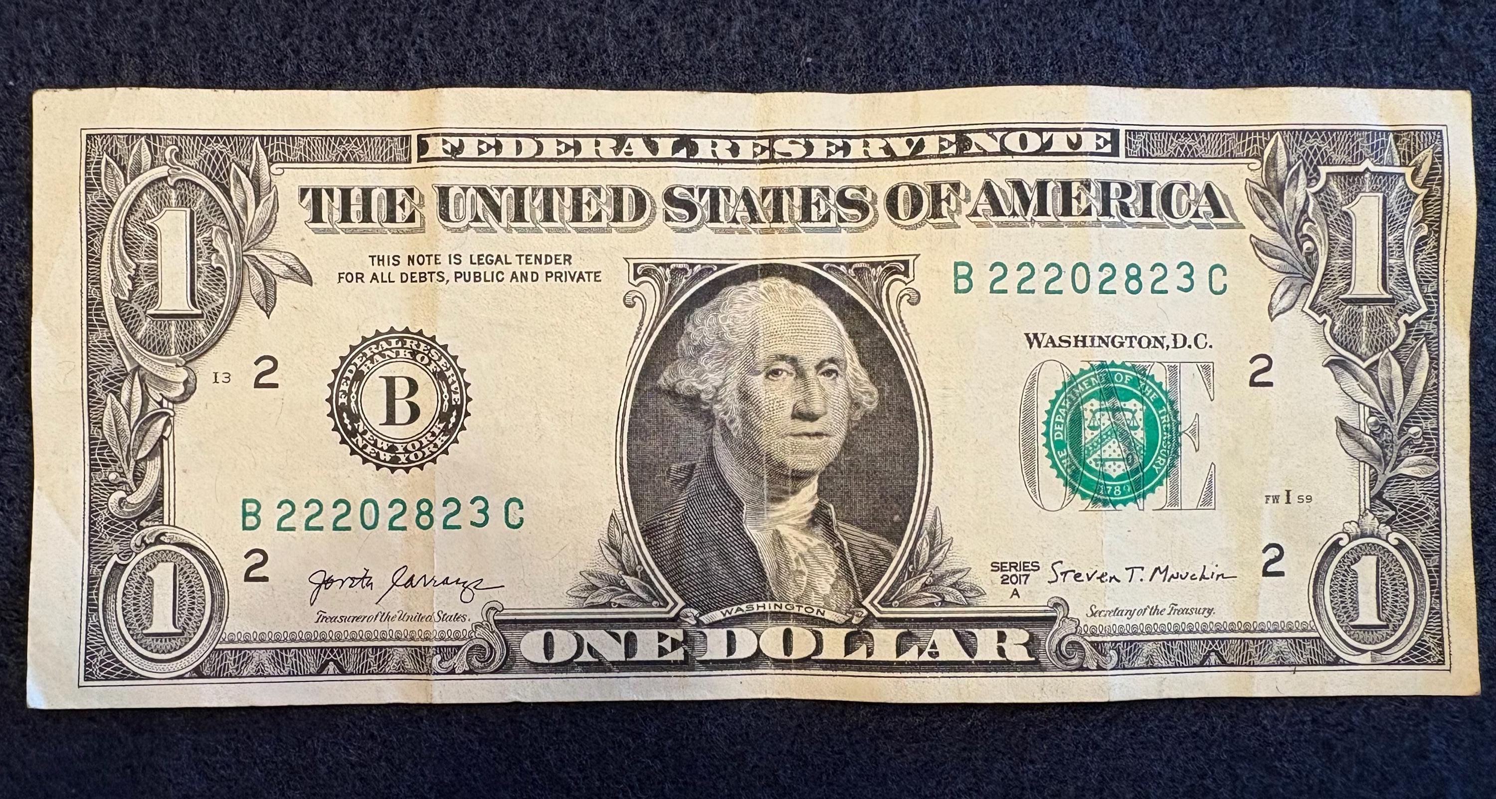 Unique Fancy Serial Number Dollar Bill – Quint 2’s (five 2’s) + 222 ...