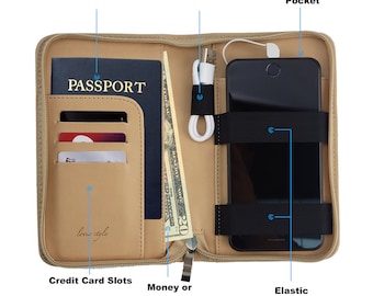 Rfid Wallet Women Etsy - phone charging passport holder 10 variations rfid blocking travel wallet w ultra thin removable power bank for all phones free shipping