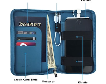 Stay Charged Travel Wallet – Passport Holder with Built-In Power Bank & RFID Protection for Travel