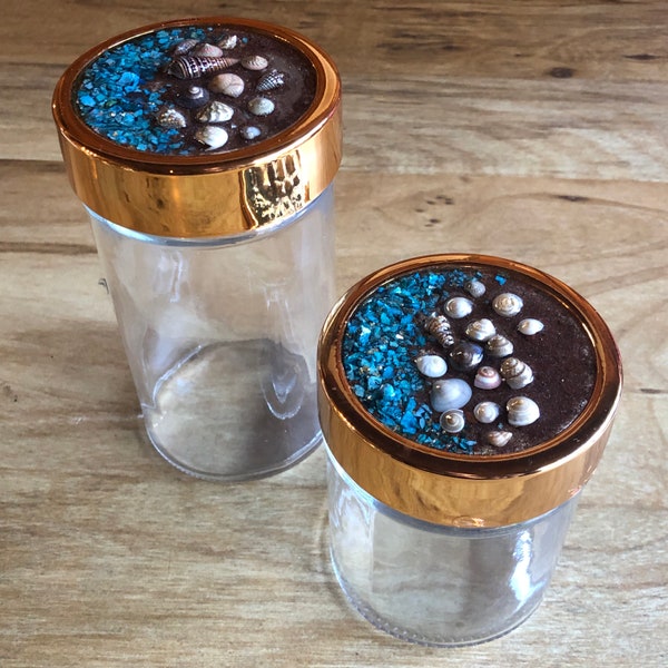 Turquoise and Seashell Jar Set - 10 and 16oz