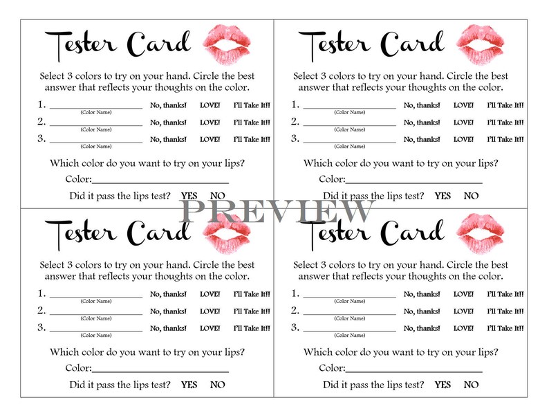 Lipsense Tester Card Lipsense Party - Etsy