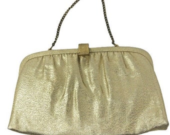Vintage After Five Shiny Gold Clutch Purse Handbag 50&#39;s 60&#39;s Excellent Pre Owned