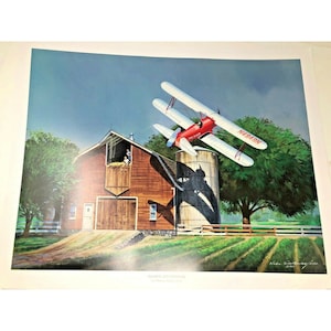 Barn Stormer autorstwa Nixona Galloway&#39;a, wydruk lotniczy 1990 Bledsoe&#39;s Aviation Art