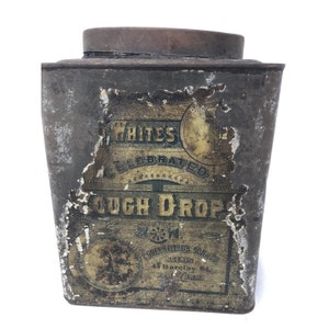 Antique Dr. White's Celebrated Cough Drops Tin E. Greenfield's & Son New York