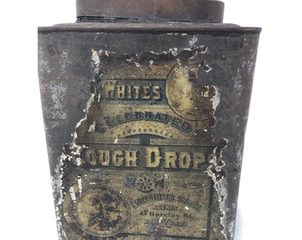 Antique Dr. White's Celebrated Cough Drops Tin E. Greenfield's & Son New York