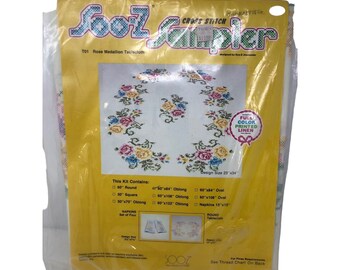 SOO-Z Sampler Rose Medallion Tablecloth Cross Stitch Kit T01 60" x 84" Oblong