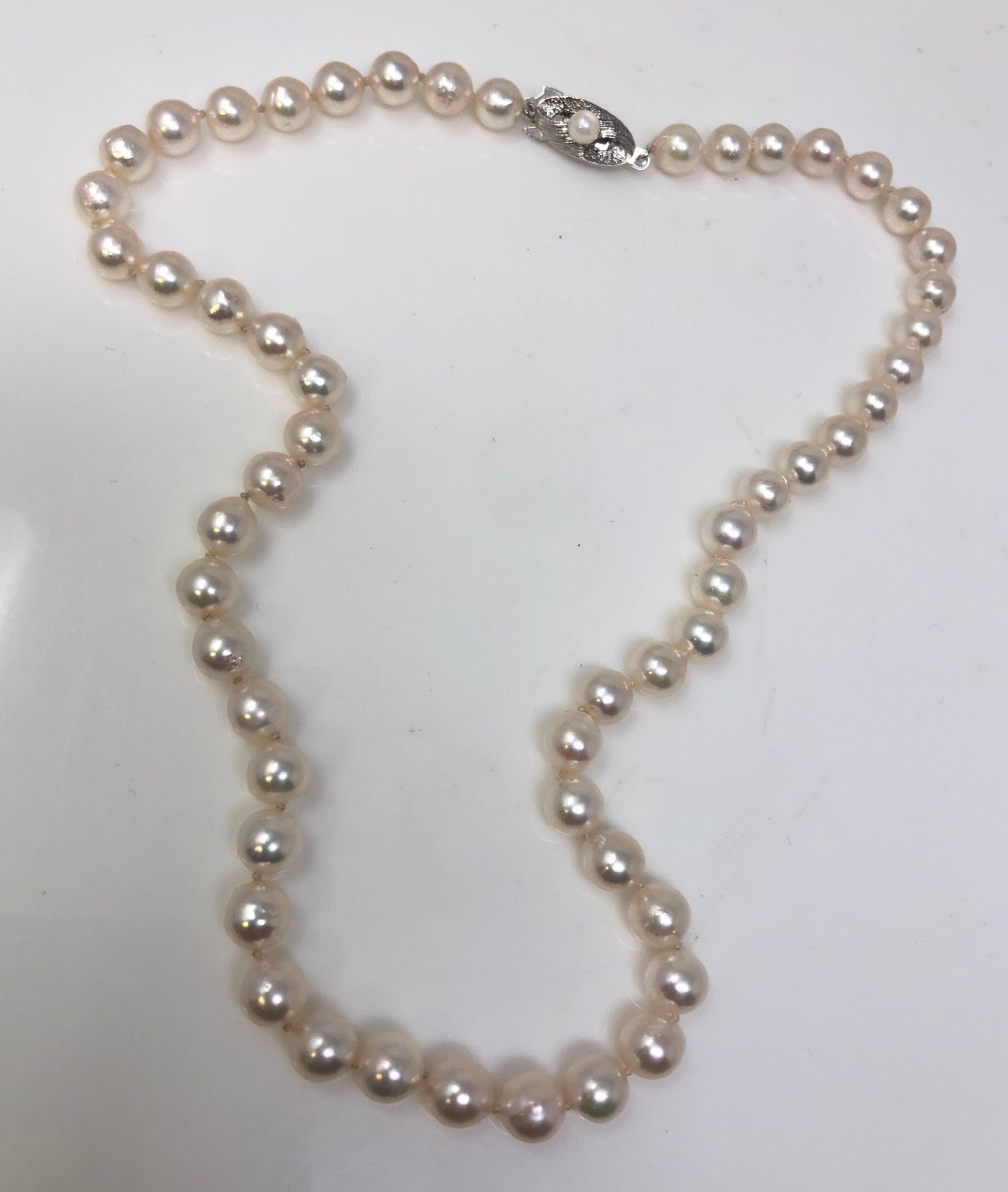 Vintage Takashima 8mm Cultured Pearl Necklace With Sterling - Etsy