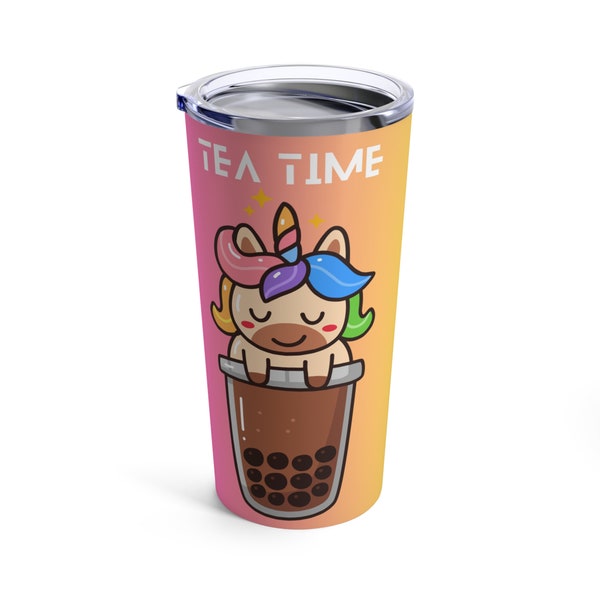 UNICORN TUMBLER CUP - Tea Time Tumbler, Magical Tumbler, Boba Tea Tumbler, Cute Unicorn Gifts, Unicorn Lovers Gifts, Cute Boba Tumbler, 20oz