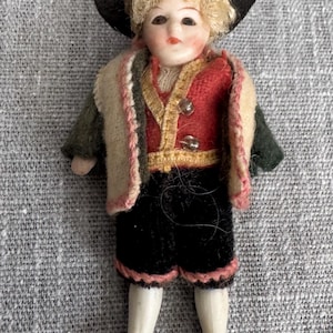Antique Miniature Bisque Doll - Glass Eyes - Early 1900s