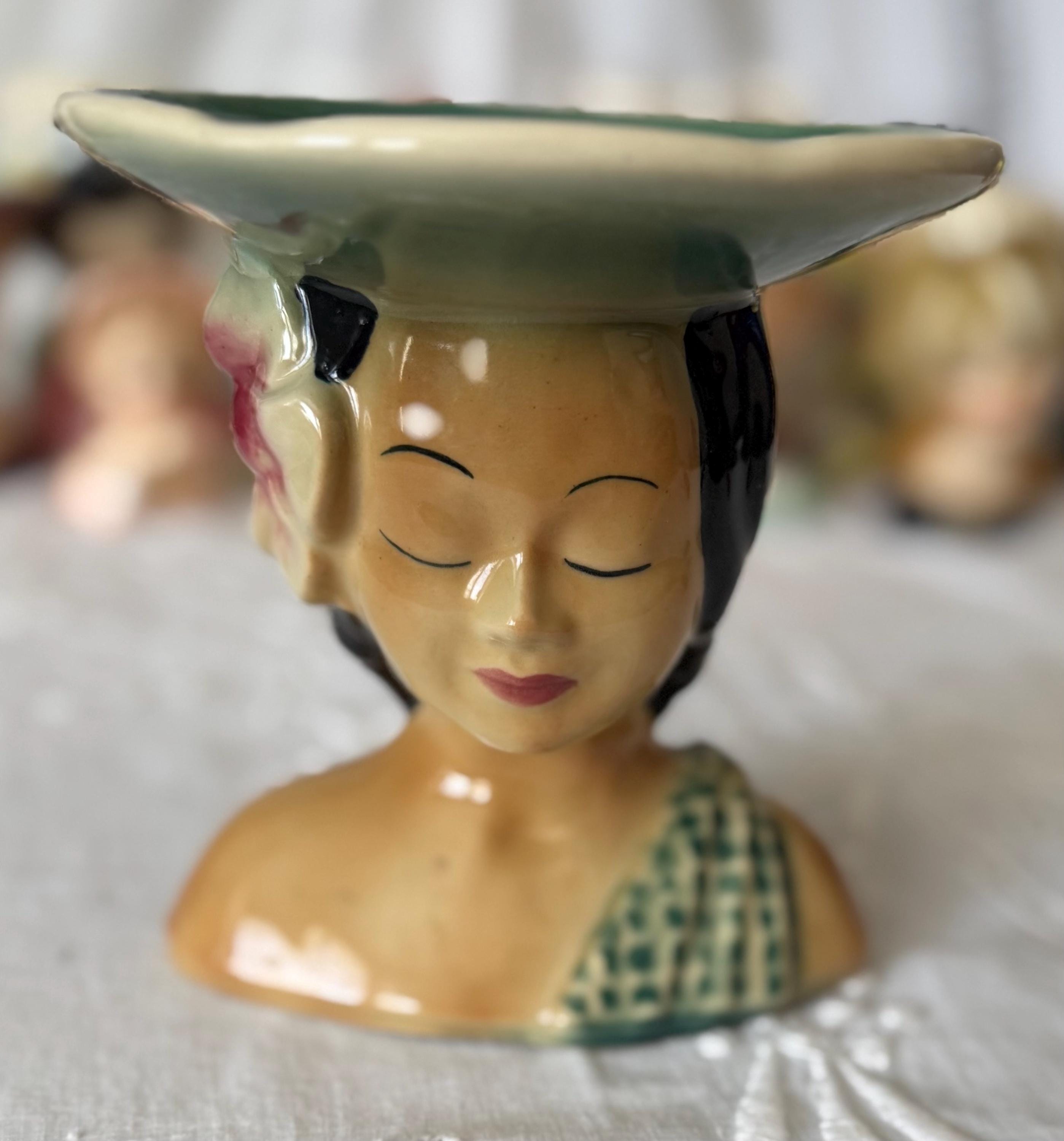 Vintage Lady Head Vase / 1950s - 1960s / USA Shawnee Pottery - Polynesian