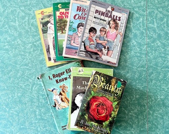 80s illustrated books Vintage Young Adult Paperback Lot of 7 Books, 1970s & 1980s Tween Fiction Books, Pinballs, Then Again Maybe I Won't, Beauty, Oliver Dibbs