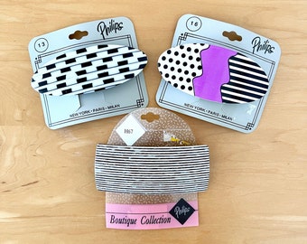 Vintage 1980s NOS Abstract Mod Hair Barrettes by Philips, Your Choice Never Worn, Fun Retro 80s New Wave Hair Accessories, B&W Hair Clips