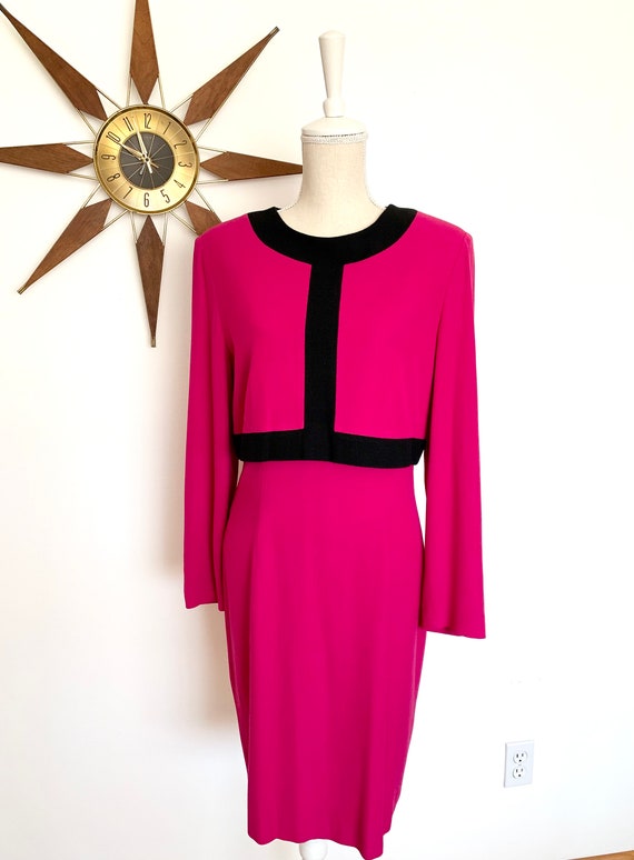 Vintage 1990s does 60s Fuchsia Sheath Dress by Ta… - image 10