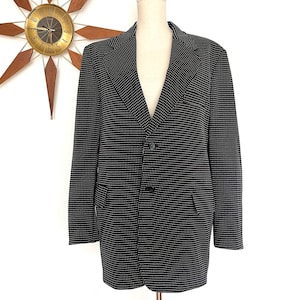 Vintage 1970s Navy Blue Dotted Polyester Men&#39;s Sport Coat by Sir Walter, Retro Two Button Polka Dot Suit Jacket, 70s Blazer Suit Separate, L