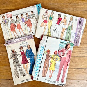 Vintage 1970s Women&#39;s Sewing Patterns, McCall&#39;s 5500 and Simplicity 5856 6354 7492 Your Choice, Retro Jackets Pants Skirts, Sewist Projects