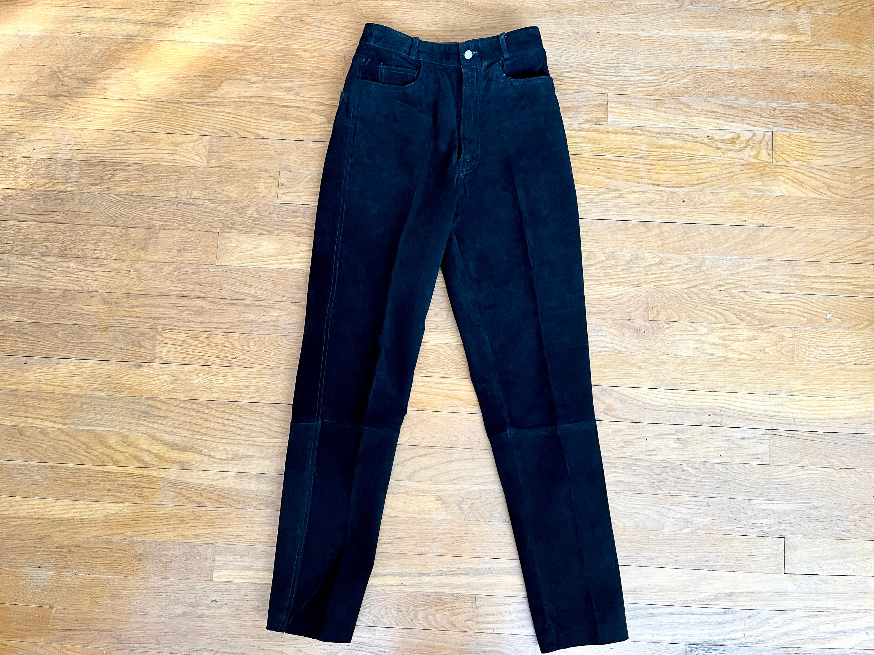 Vintage 1980s/90s Black Genuine Suede High Waist Pants