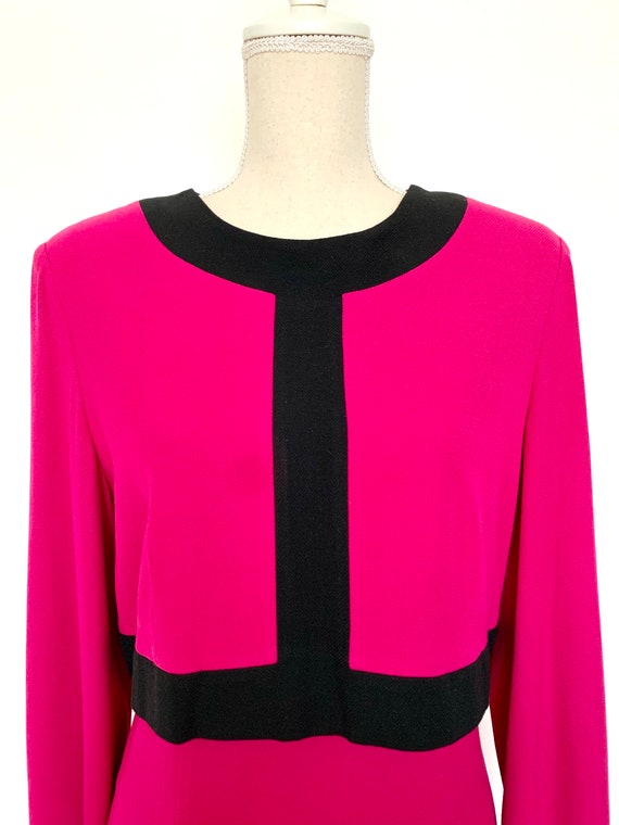 Vintage 1990s does 60s Fuchsia Sheath Dress by Ta… - image 5