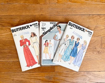Vintage 1980s Women&#39;s Sewing Patterns, Butterick 4208 & 4278 and Simplicity 9909 Your Choice, Retro Blouson Dresses, Sewist Home Projects
