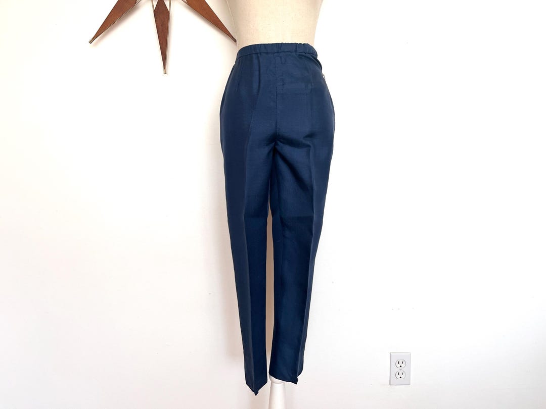 cigarette pants 1960s Turquoise Knit these pants will nip in your waist and allow for your curves to be properly showcased with a relaxed form fit 1960's Cropped Cigarette Pants and