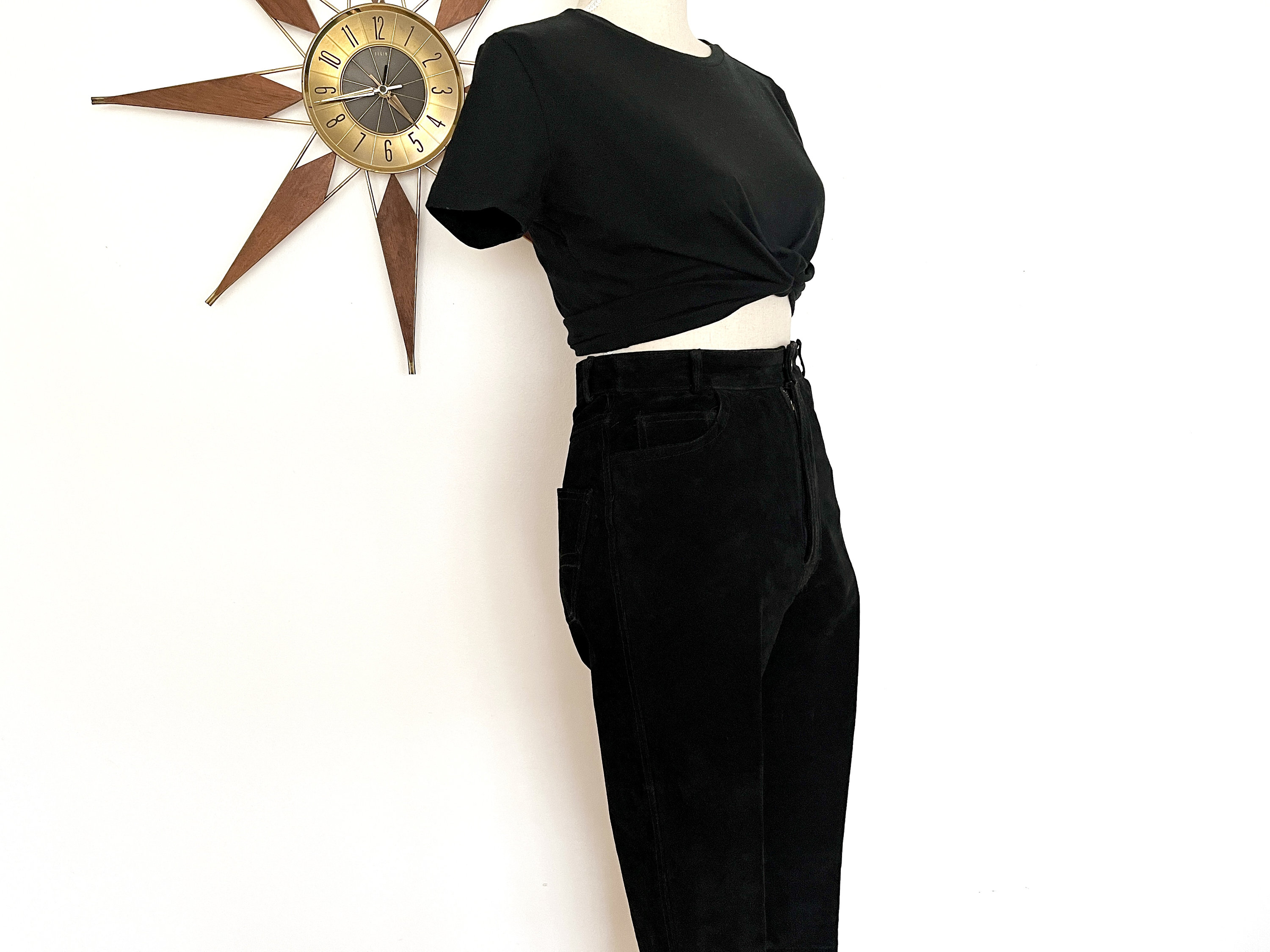 Vintage 1980s/90s Black Genuine Suede High Waist Pants