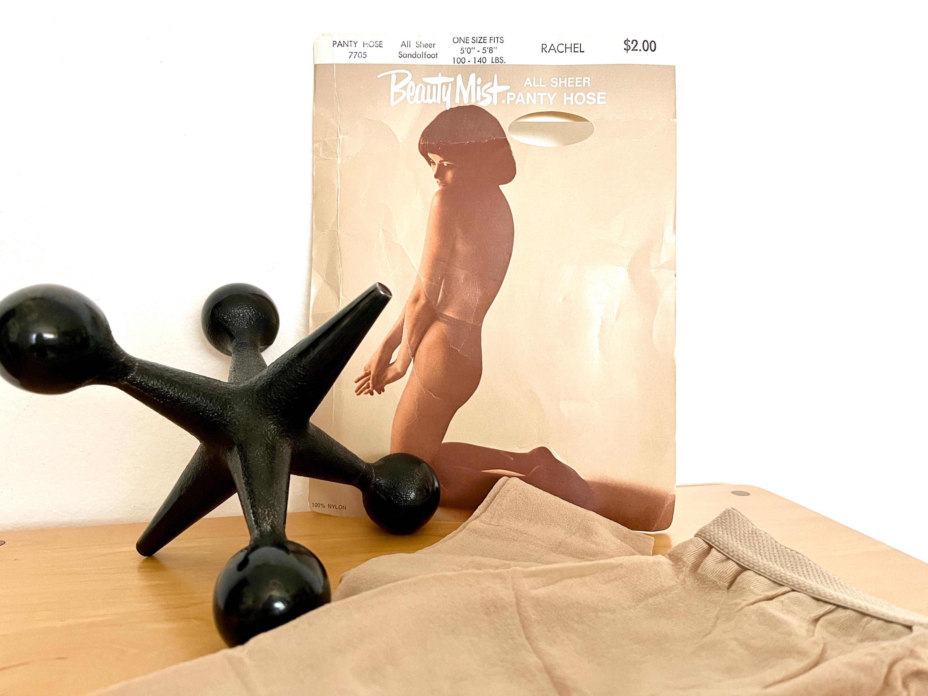 Vintage 70s Beauty Mist Panty Hose, Sheer Beige Nylon Stockings