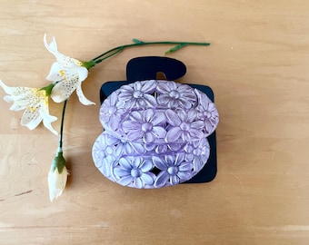 1980 年代のビンテージ バレッタ、2.4 インチ ホワイト リボン/レッド